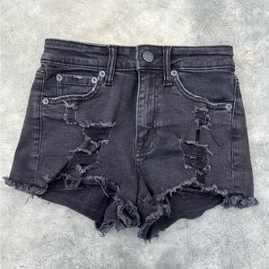 Aeropostale high rise shorty black distressed size 0 shorts